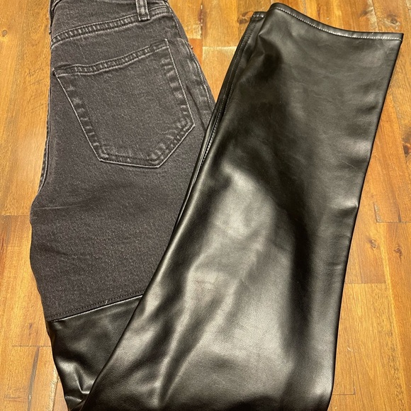 Abercrombie nwt mixed fabric leather jeans 24 R nwt 00 - Picture 4 of 4